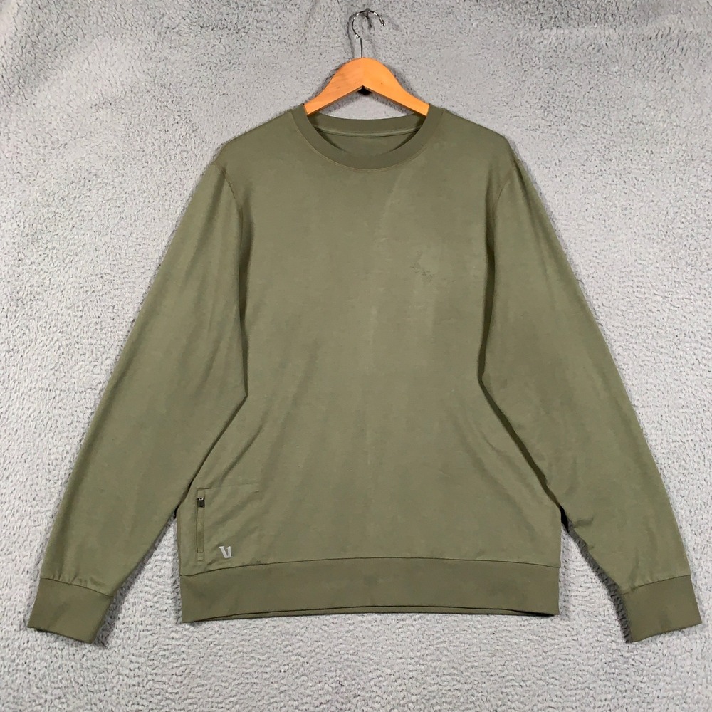 Vuori Ponto Performance Crew Sweater Men's XL Olive Green Athletic Soft Pullover